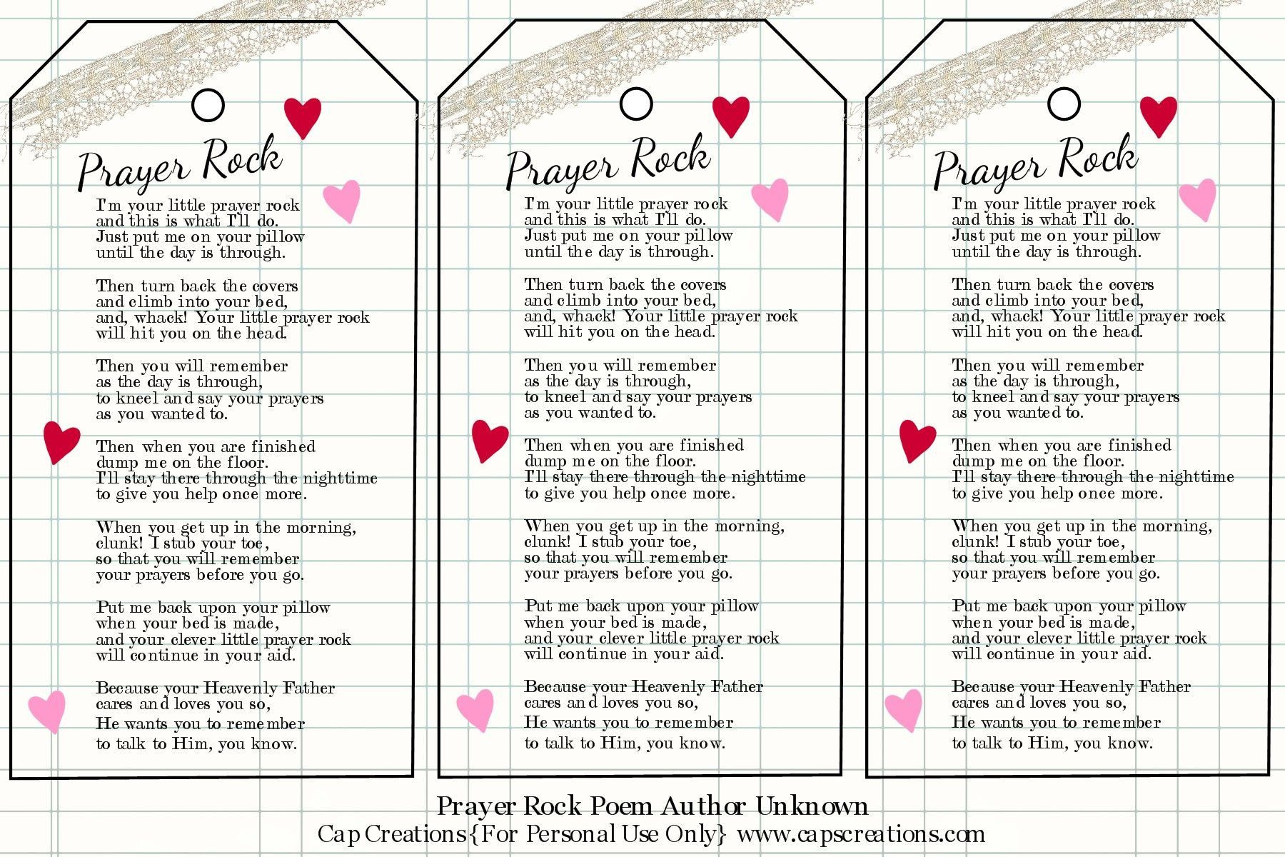 Pin Page intended for Prayer Rock Poem Printable