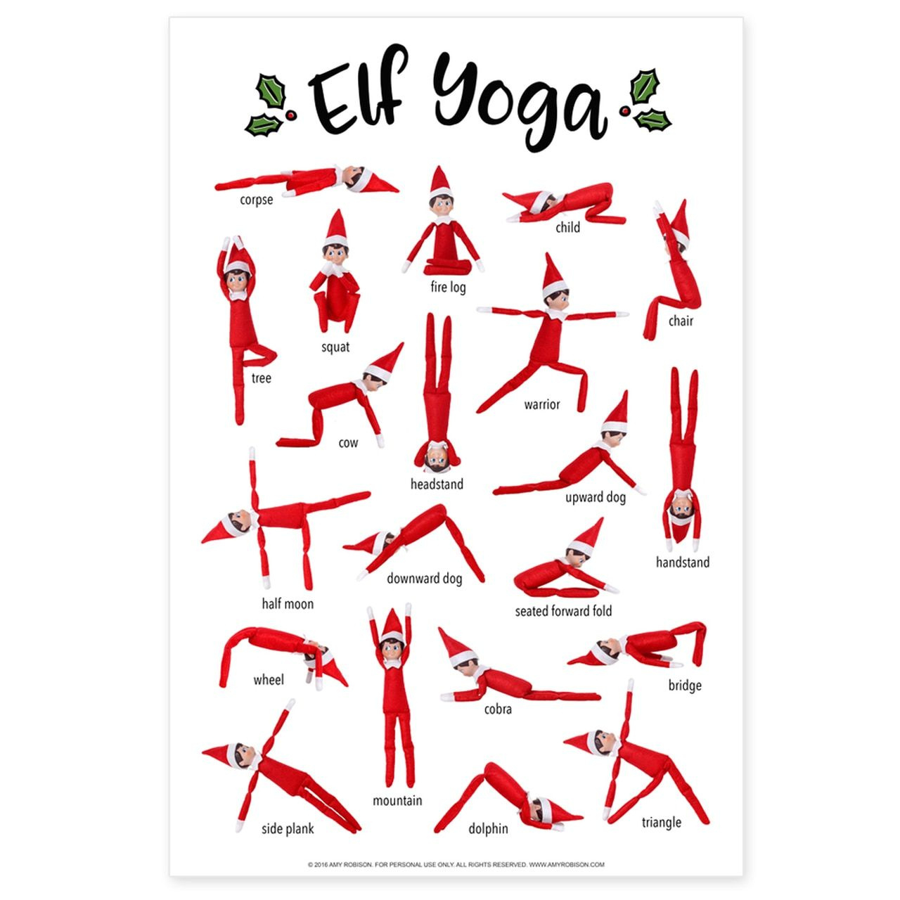 Pin Page with Elf on the Shelf Yoga Printable Free