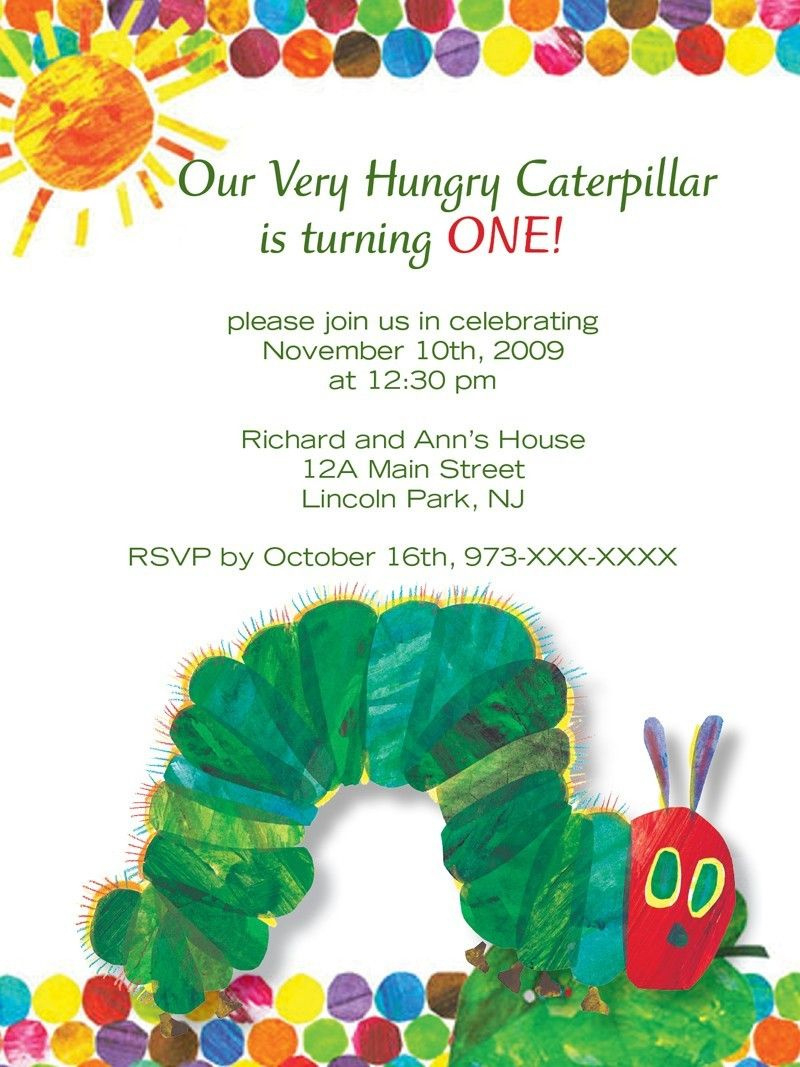 Pin Page with Free Printable Hungry Caterpillar Invitations