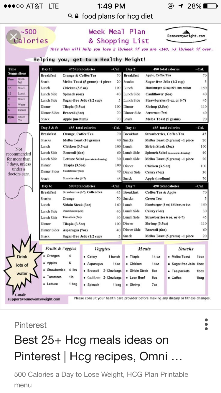 Pin Page within Hcg Diet Plan Menu Printable For Free