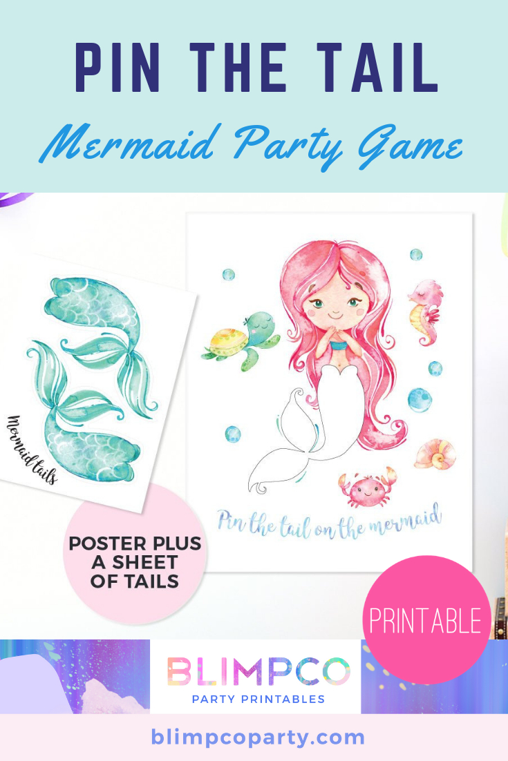 Pin The Tail On The Mermaid Game Printable, Mermaid Party Games inside Pin the Tail on the Mermaid Free Printable