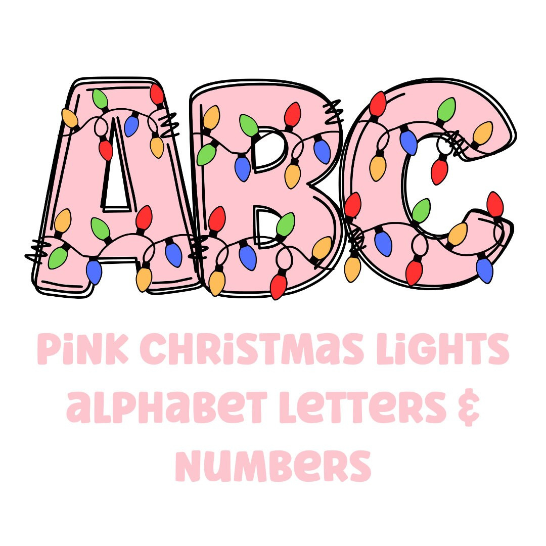 Pink Christmas Lights Clipart Letters 300Dpi Transparent Png. 1 regarding Christmas Lights Letters Printable