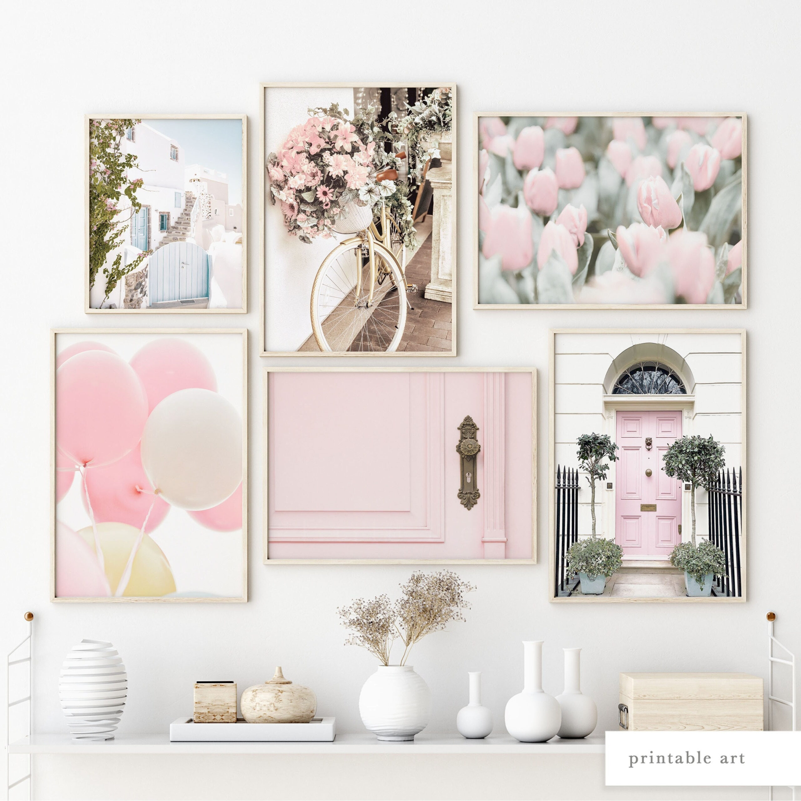 Pink Gallery Wall Set, Girls Pink Wall Art, Printable Wall Art in Printable Pink Wall Art