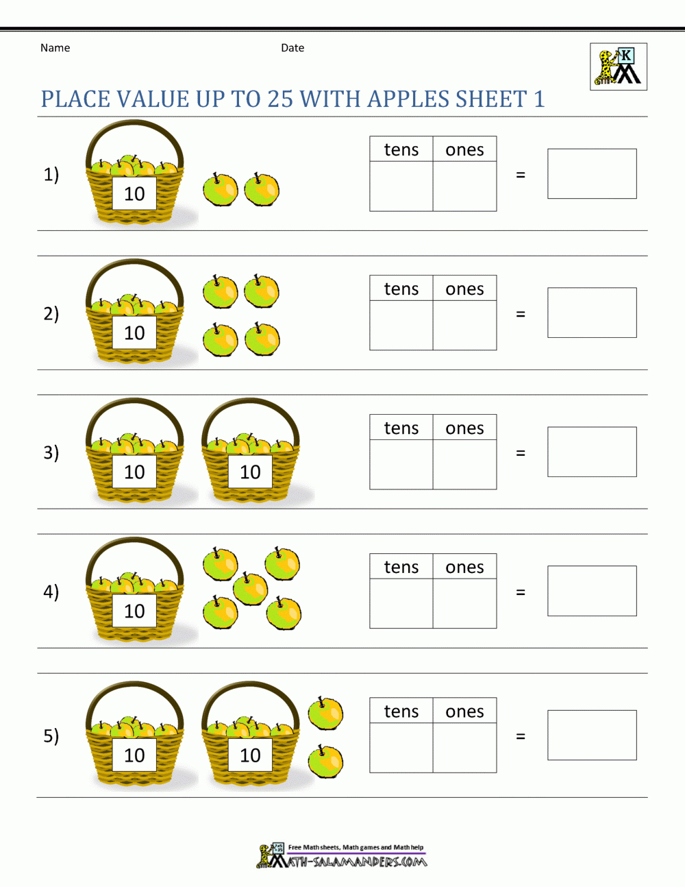 Place Value Worksheets For Kindergarten inside Printable Kindergarten Place Value Worksheets