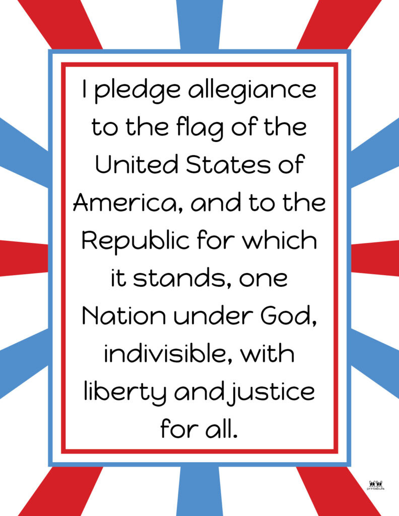 Pledge Of Allegiance Words - 20 Free Printables | Printabulls inside Pledge of Allegiance Printable Free