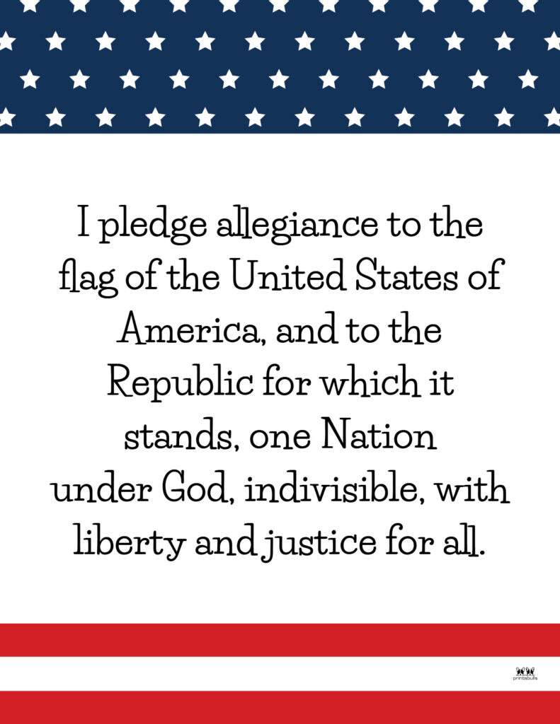 Pledge Of Allegiance Words - 20 Free Printables | Printabulls pertaining to Pledge Of Allegiance Printable Free