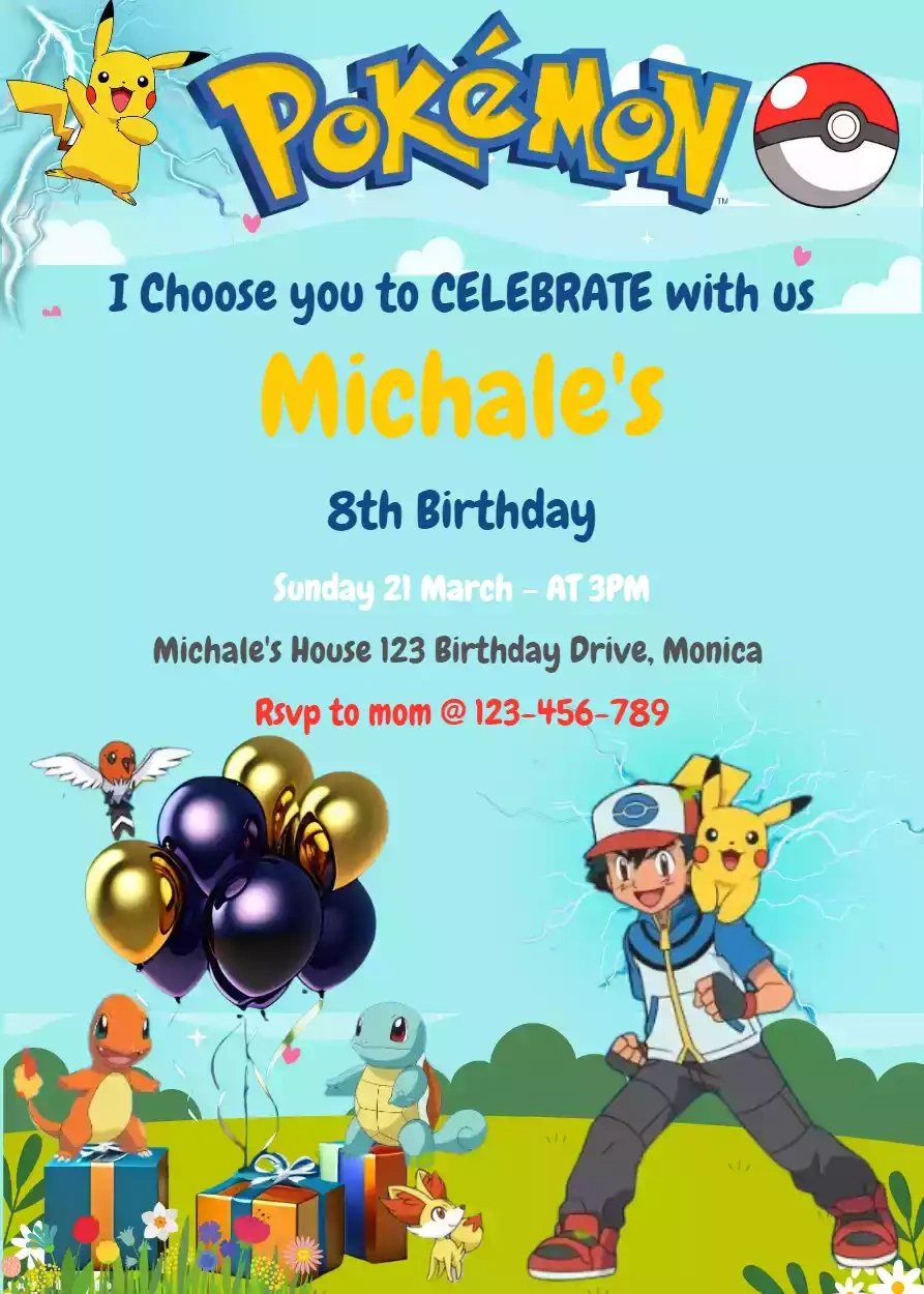 Pokemon Birthday Invitations Free Download within Pokemon Invitations Printable Free