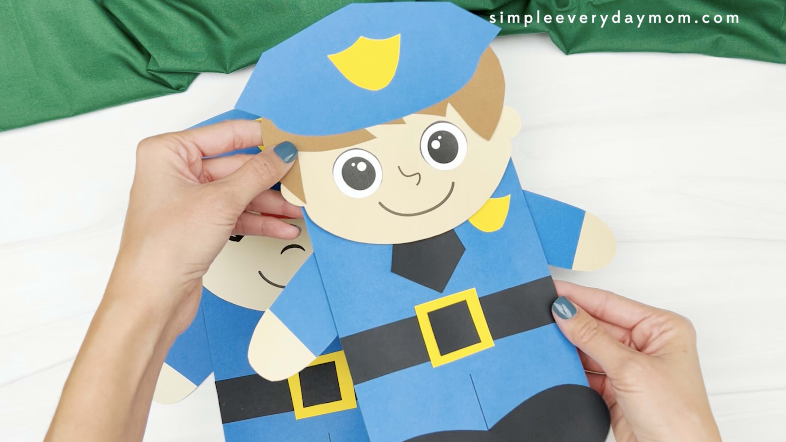 Police Officer Paper Bag Puppet Craft For Kids inside Printable Police Officer Puppet Template