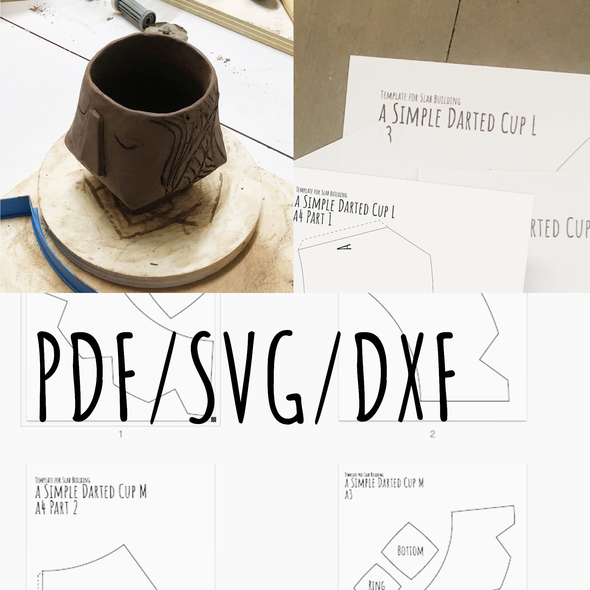 Pottery Template For Slab Building A Simple Darted Cup Svg Pdf Dxf for Slab Pottery Templates Printable