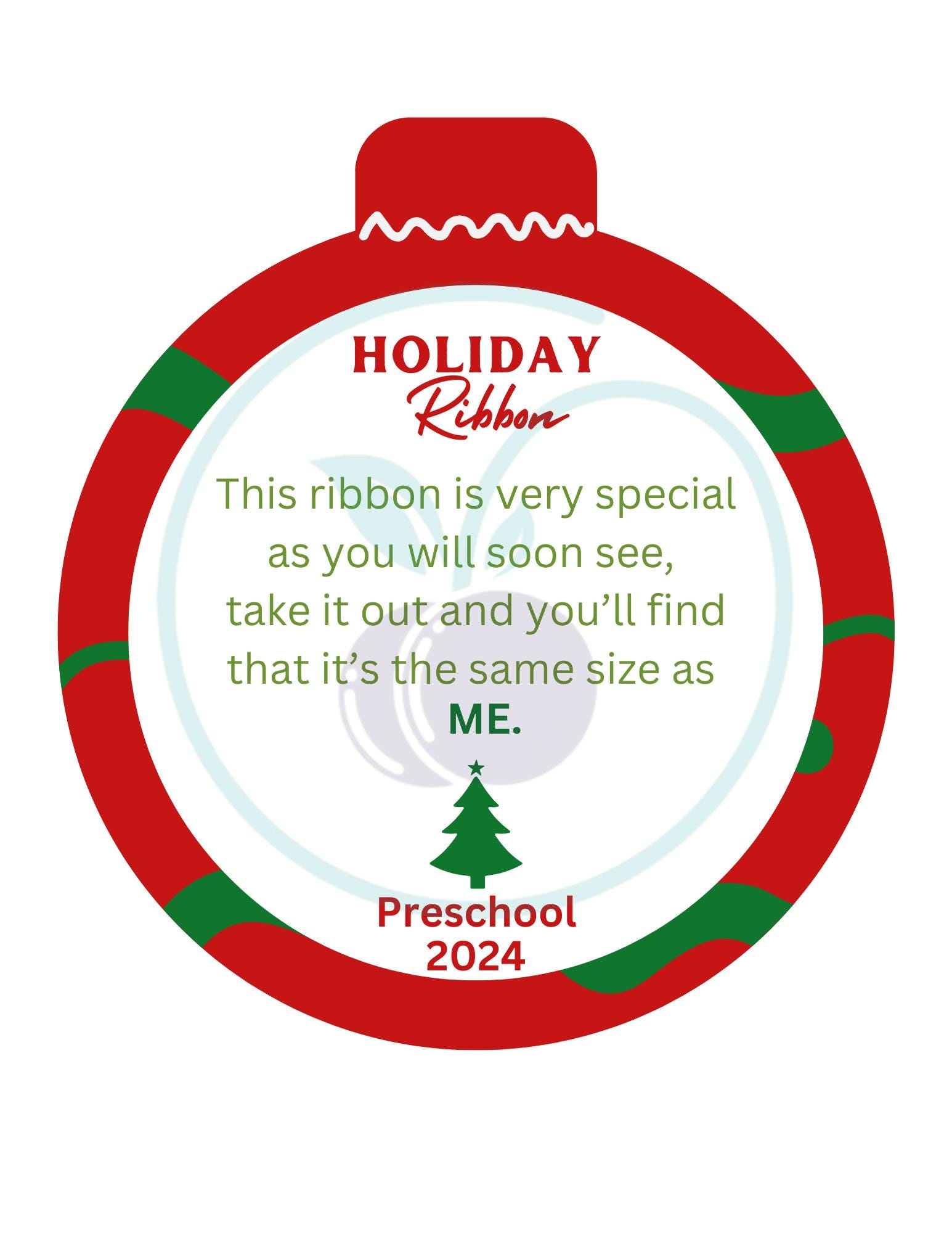 Preschool Christmas Ribbon Gift Tag Printable Kids Christmas with Ribbon Height Poem Free Printable