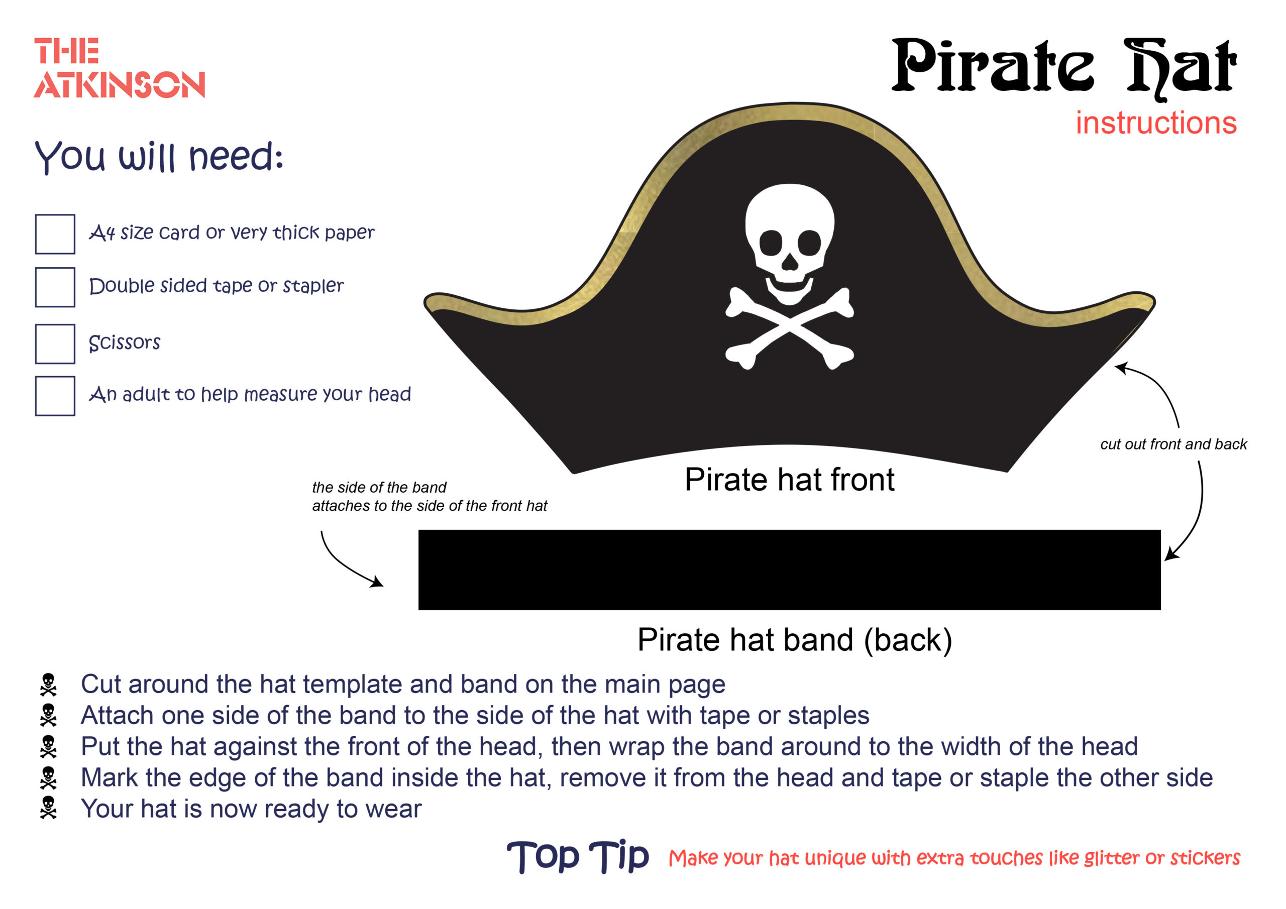 Print Your Own Pirate Hat - The Atkinsonthe Atkinson with regard to Printable Cut Out Pirate Hat Template