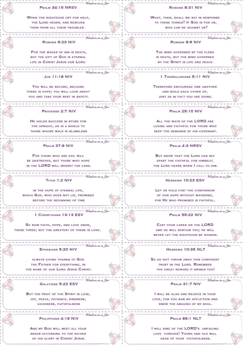 Printable 365 Bible Verses Of Encouragement For Jar Gift in 365 Bible Verses Free Printable