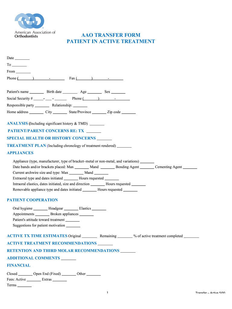 Printable Aao Transfer Form - Fill Online, Printable, Fillable for Free Printable Aao Transfer Form