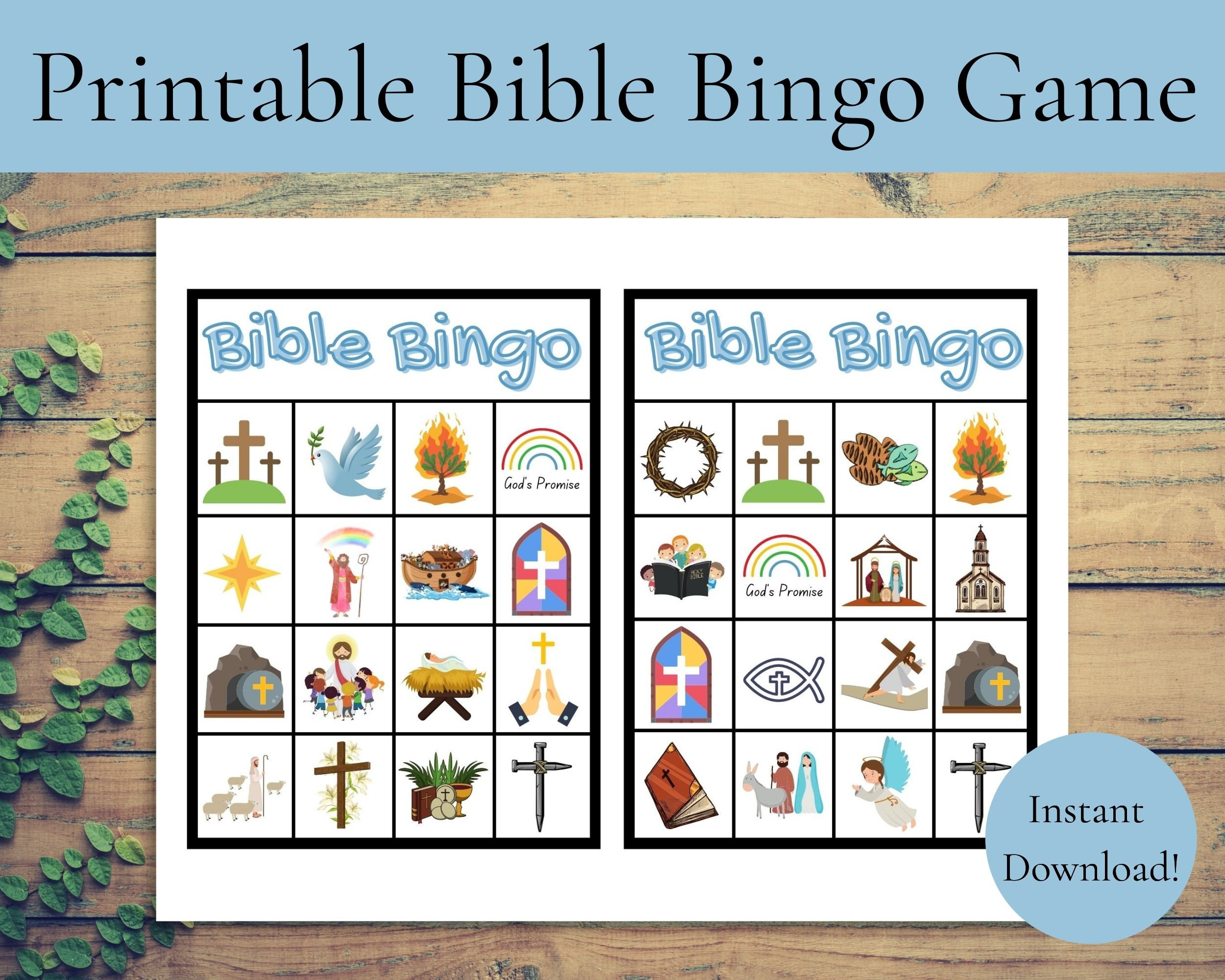 Printable Bible Bingo Game Instant Download Bible Bingo Game intended for Free Printable Books Of The Bible Bingo Cards