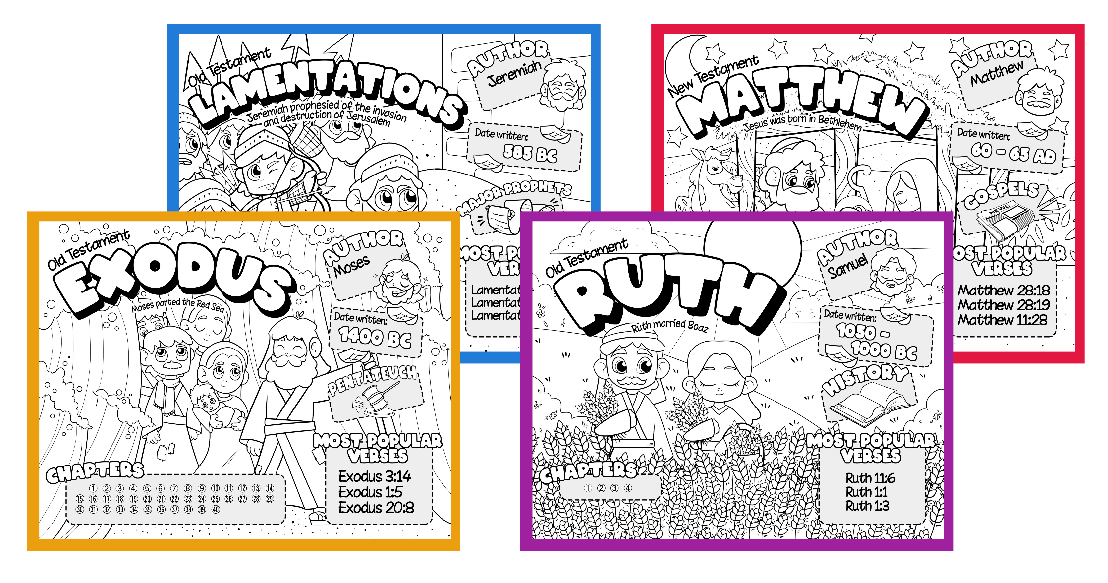 Printable Bible Coloring Pages — Teach Sunday School for Books Of The Bible Coloring Pages Free Printables