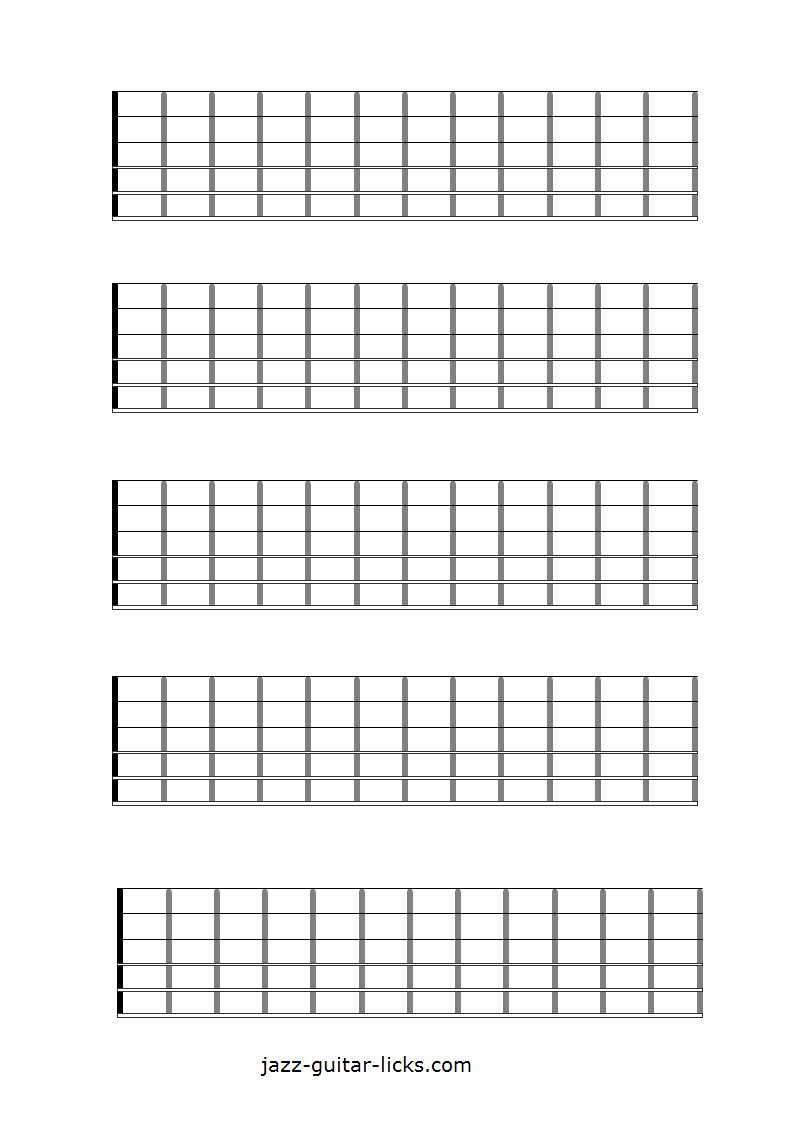 Printable Blank Guitar Neck Diagrams - Chord &amp;amp; Scale Charts inside Free Printable Guitar Fretboard Diagram