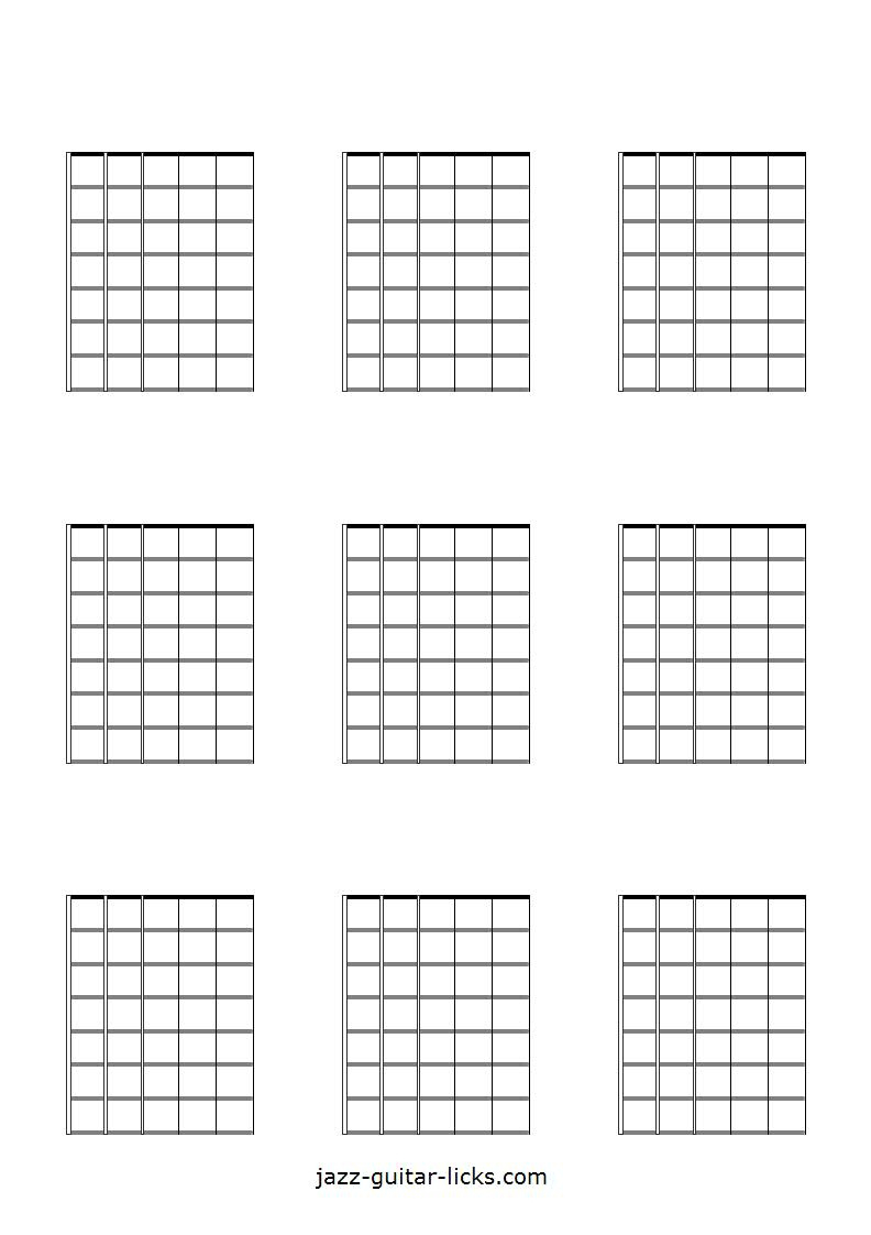 Printable Blank Guitar Neck Diagrams - Chord &amp;amp; Scale Charts with Free Printable Guitar Fretboard Diagram