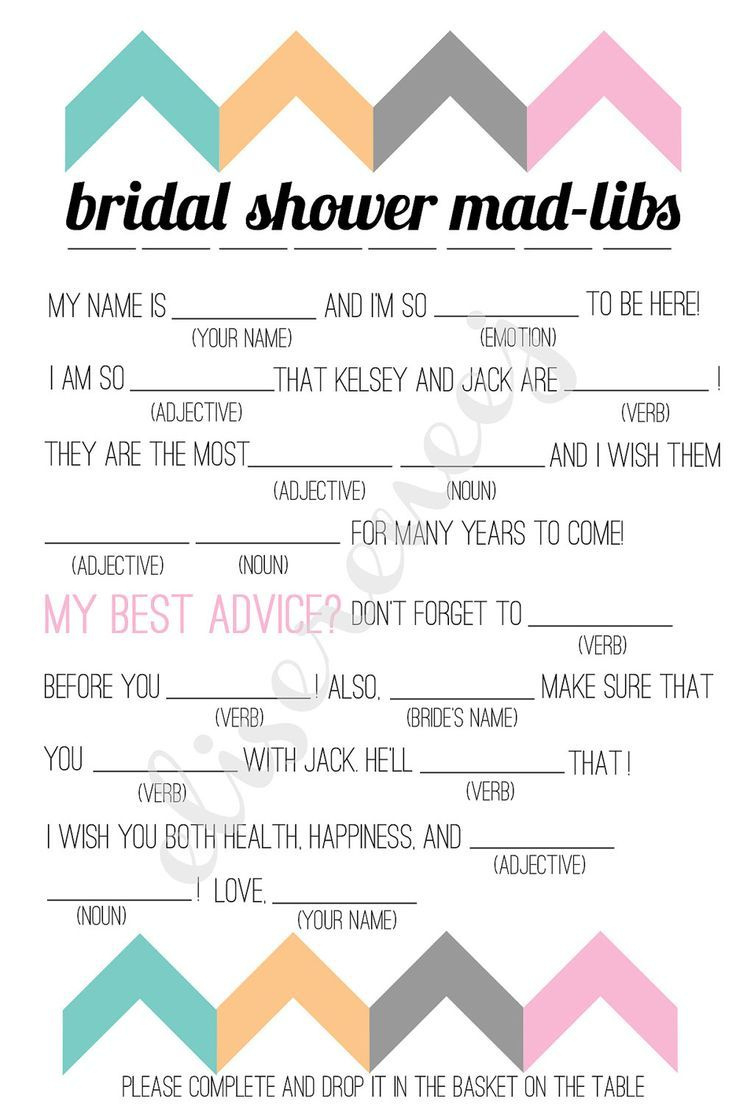 Printable Bridal Shower Mad-Lib | Bridal Shower Planning, Bridal with regard to Wedding Shower Mad Libs Printable Free