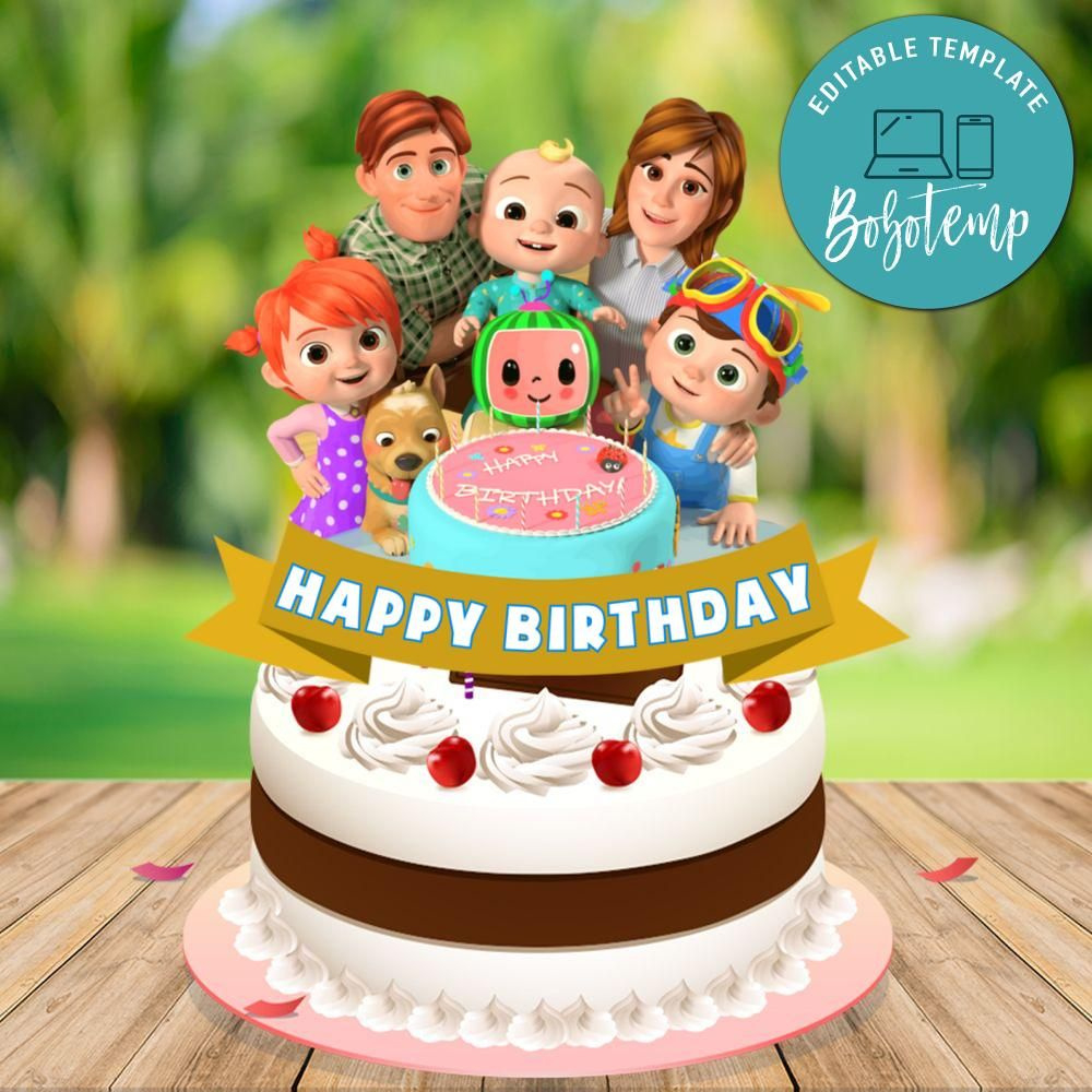 Printable Cocomelon Birthday Cake Topper Template Diy | Bobotemp throughout Cocomelon Cake Topper Printable Free Download