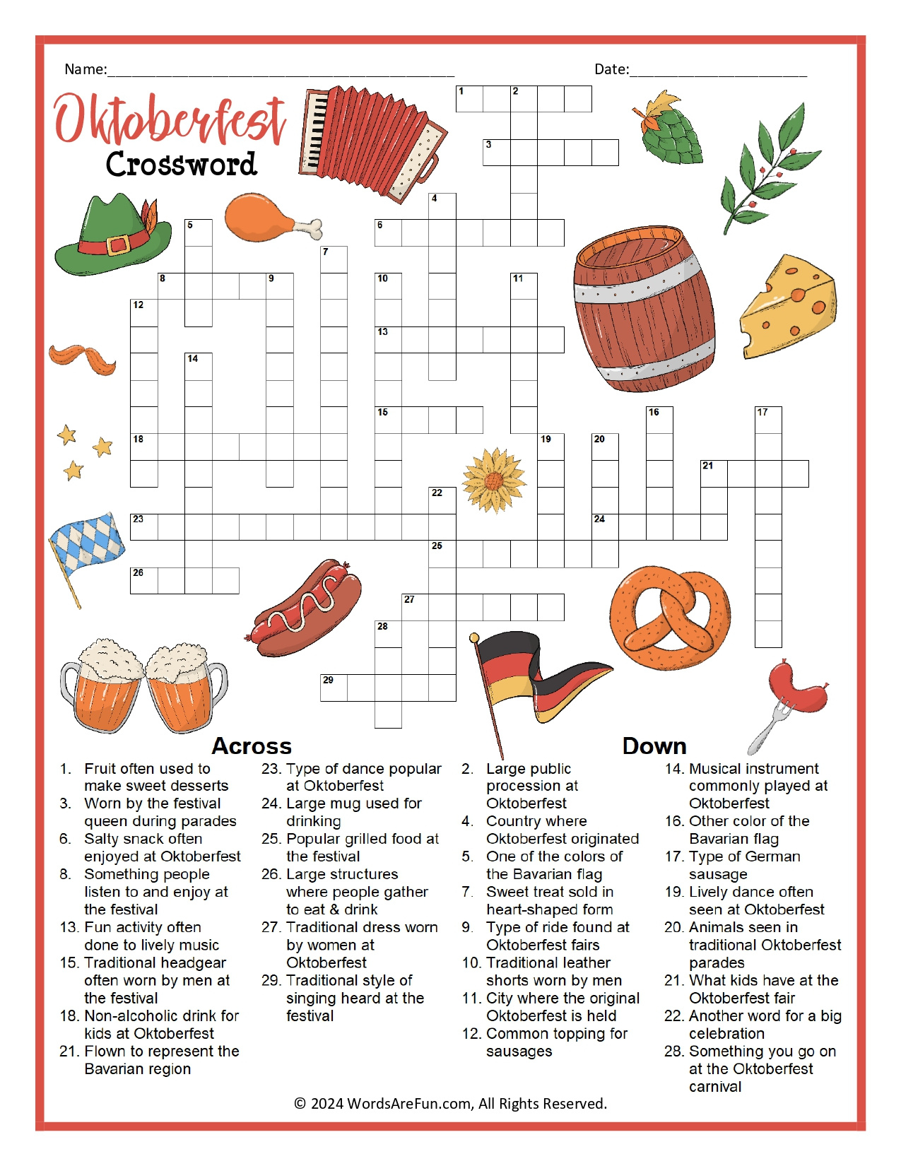 Printable Crossword Puzzles For Adults inside Free Printable Themed Crossword Puzzles