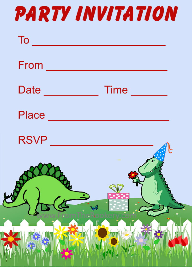 Printable Dinosaur Birthday Invitations with regard to Free Printable Dinosaur Party