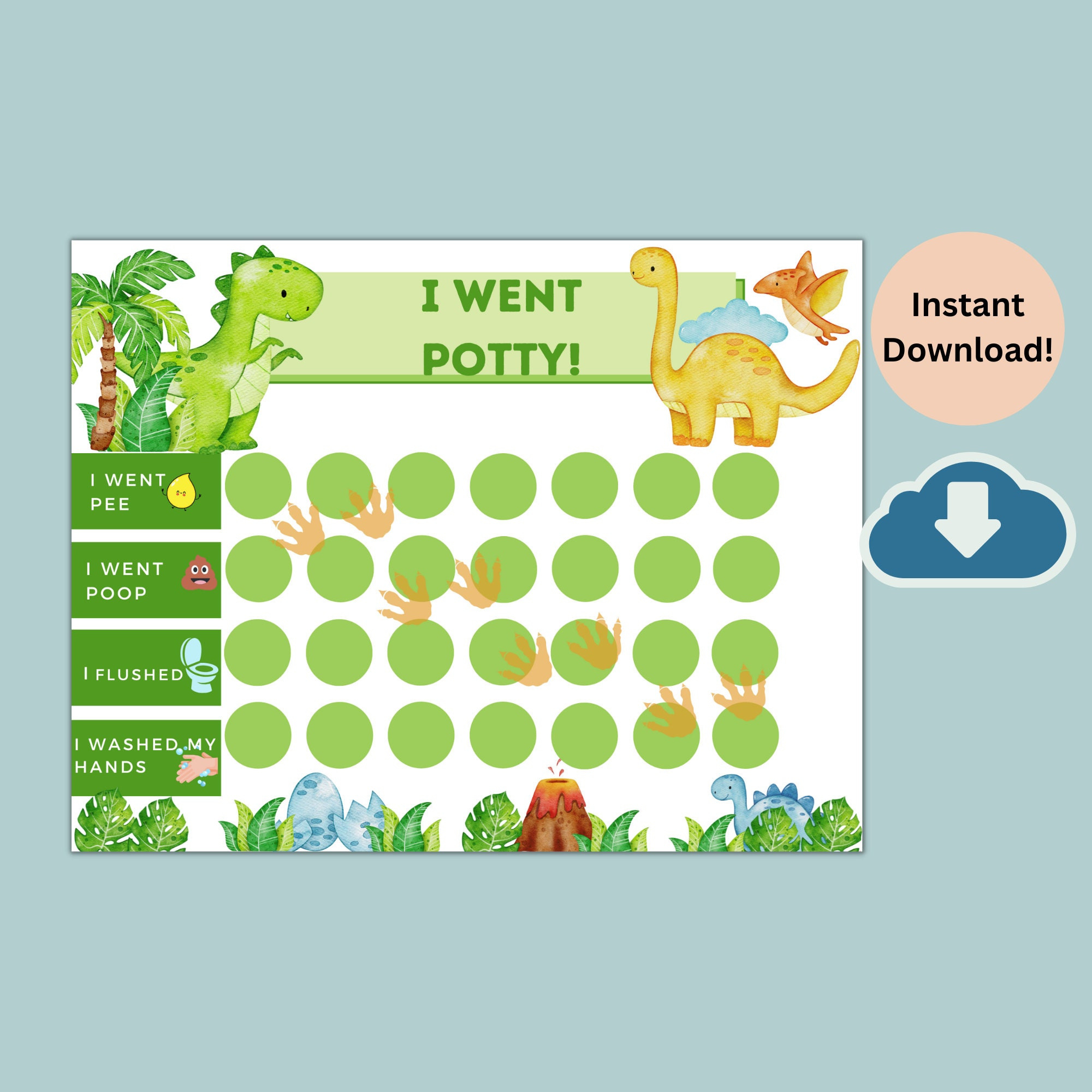 Printable Dinosaur Potty Training Chart With Stickers | Instant Download Sticker Chart | Toddler Chore Chart | T-Rex Potty Chart inside Free Printable Dinosaur Potty Training Chart