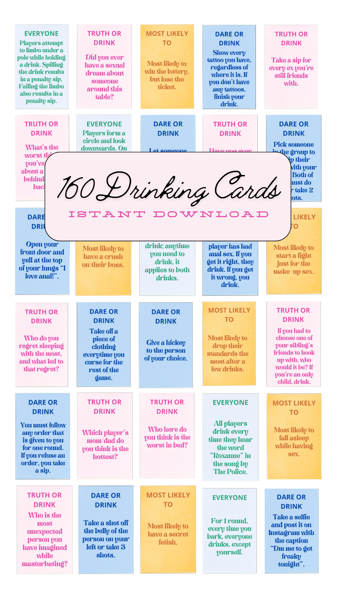 Printable Drinking Games / Printable Party Games | Games4Parties with Printable Drinking Card Games