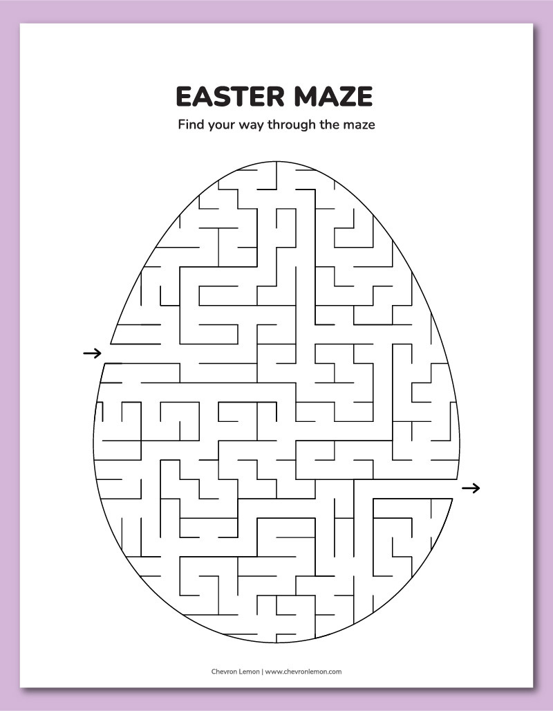 Printable Easter Mazes - Chevron Lemon intended for Easter Maze Printable Free