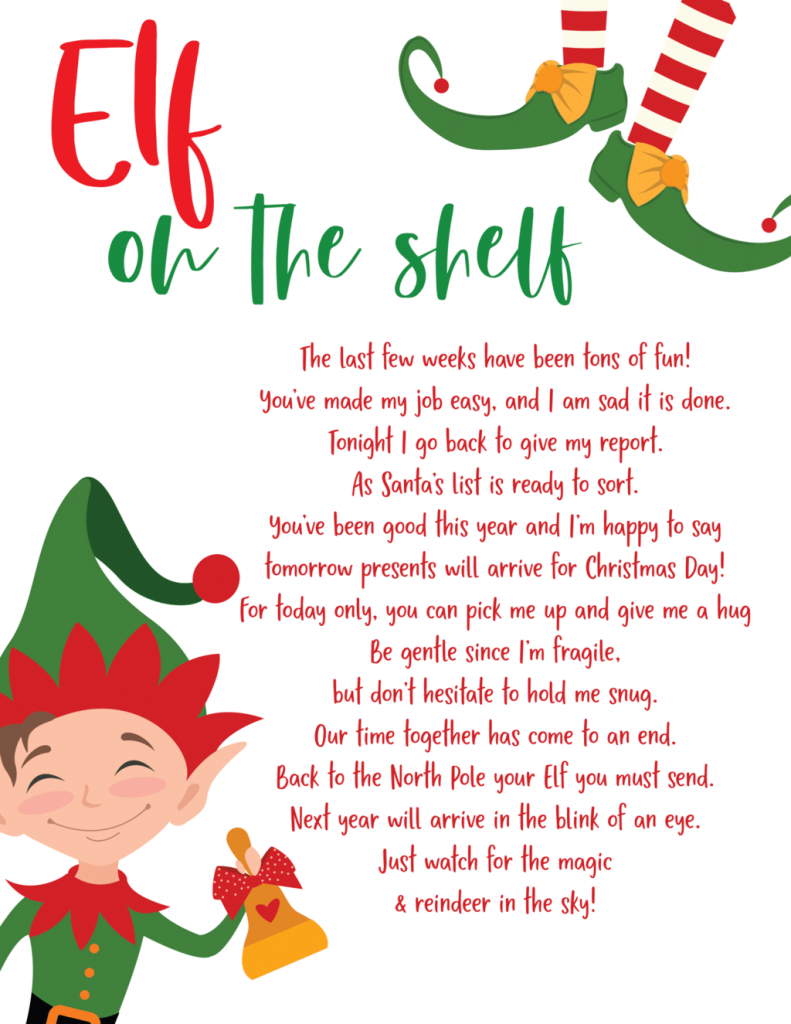 Printable Elf On The Shelf Goodbye Letter throughout Free Printable Elf On The Shelf Goodbye Poem