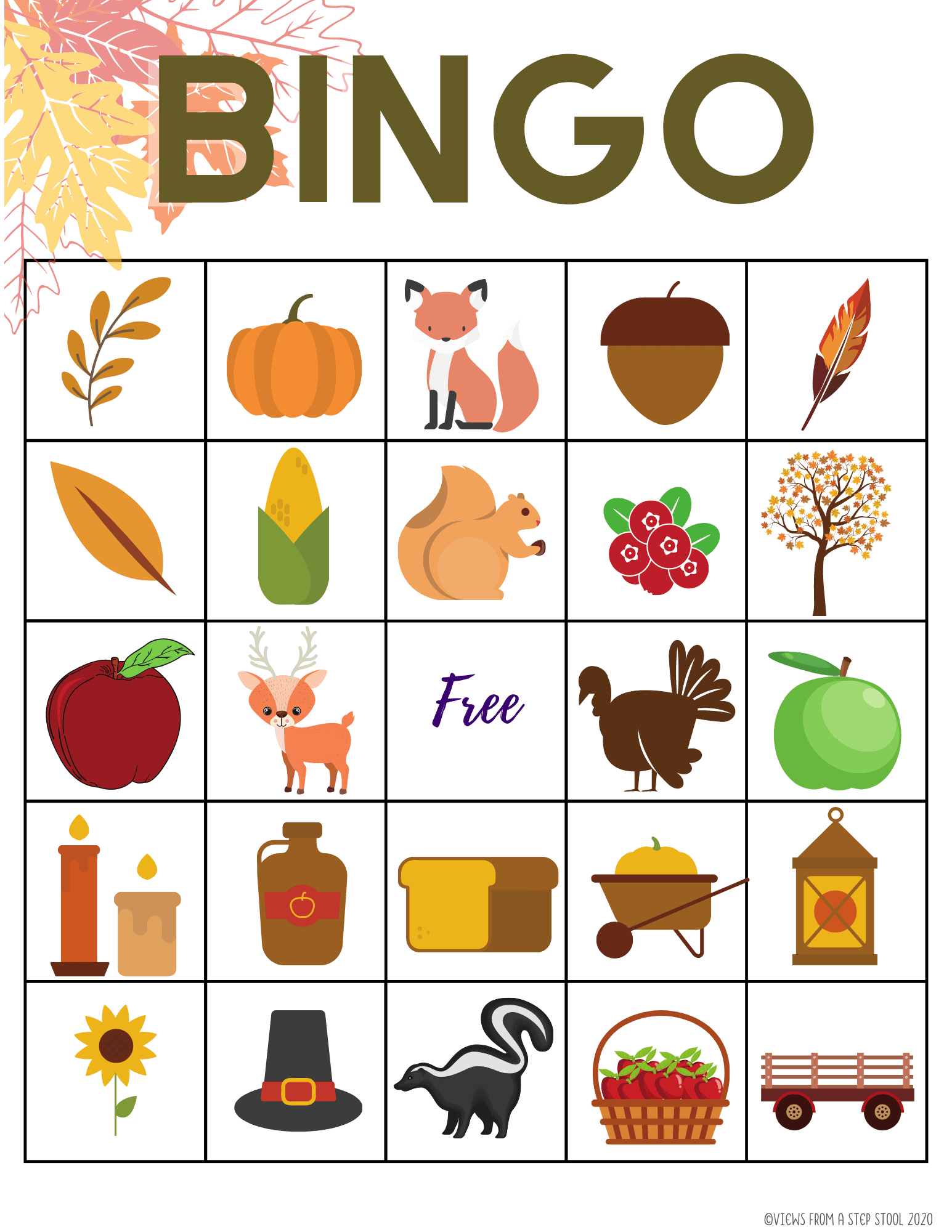 Printable Fall Bingo Game For Kids - Views From A Step Stool pertaining to Free Printable Fall Bingo Cards