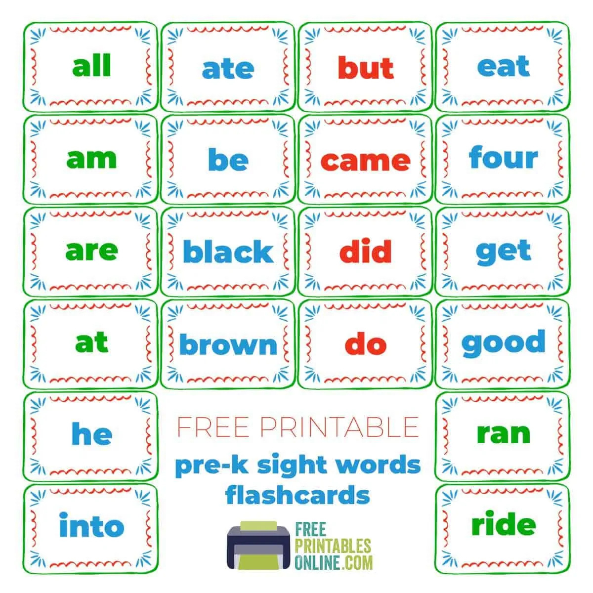 Printable Kindergarten Sight Words Flash Cards - Free Printables throughout Free Printable Sight Words Flash Cards For Kindergarten