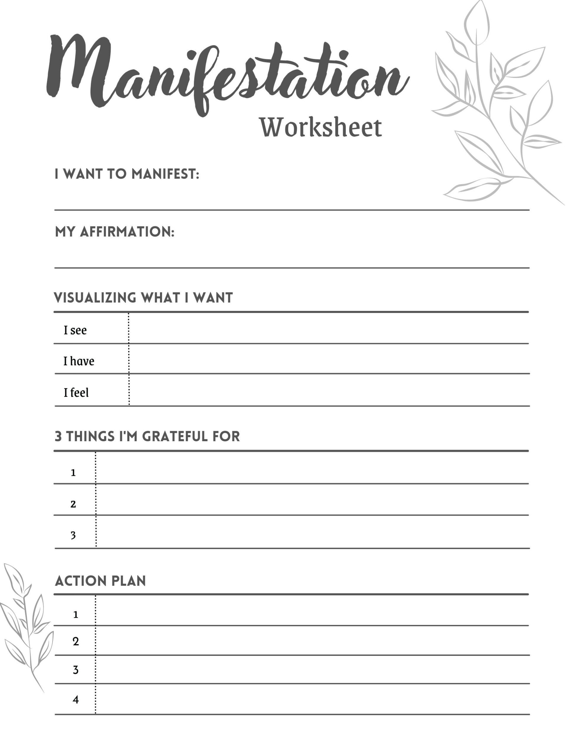 Printable Manifestation Worksheet Manifest Your Life Manifestation throughout Free Printable Manifestation Worksheet