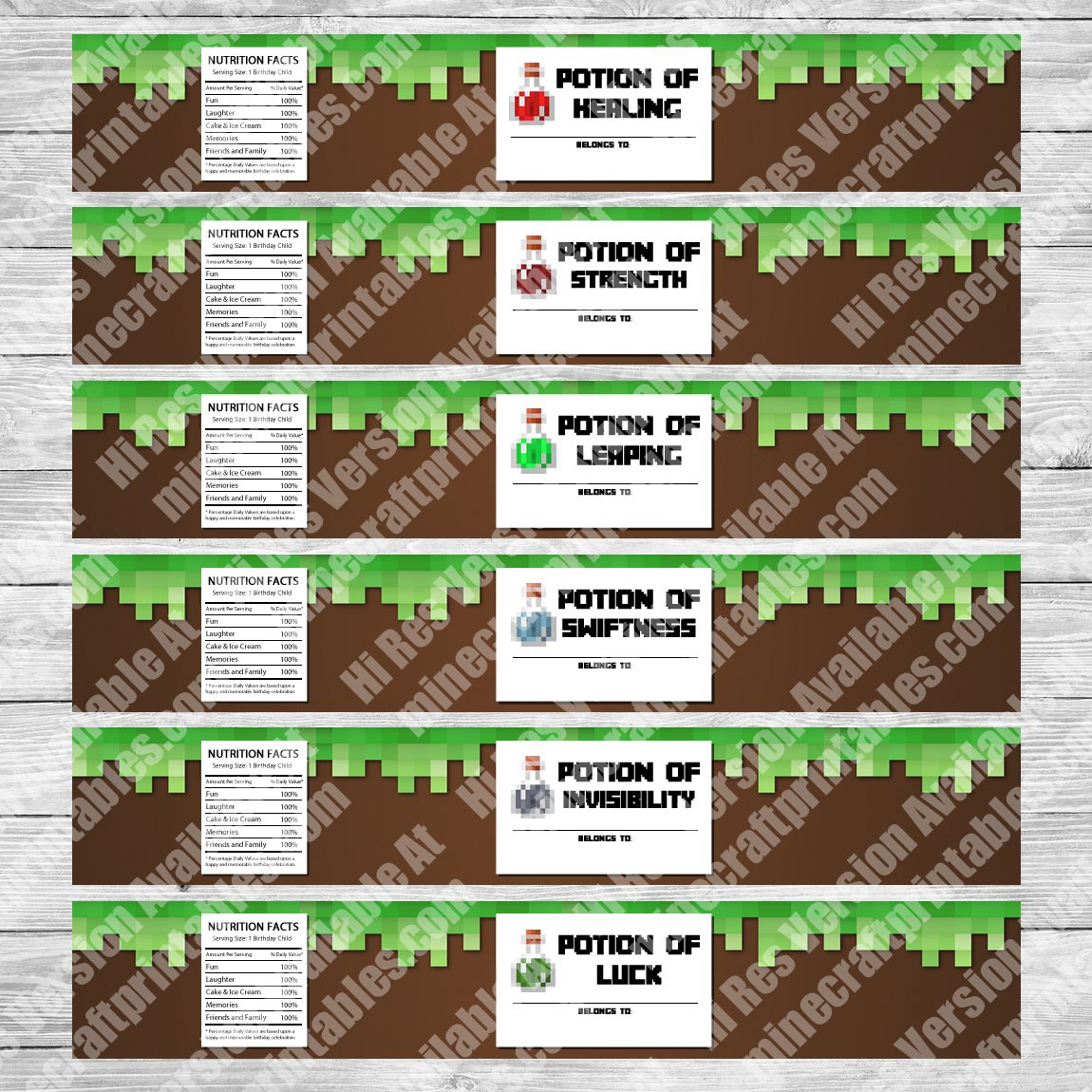 Printable Minecraft Bottle Labels - Minecraft Birthday Party Supplies pertaining to Free Printable Minecraft Water Bottle Labels