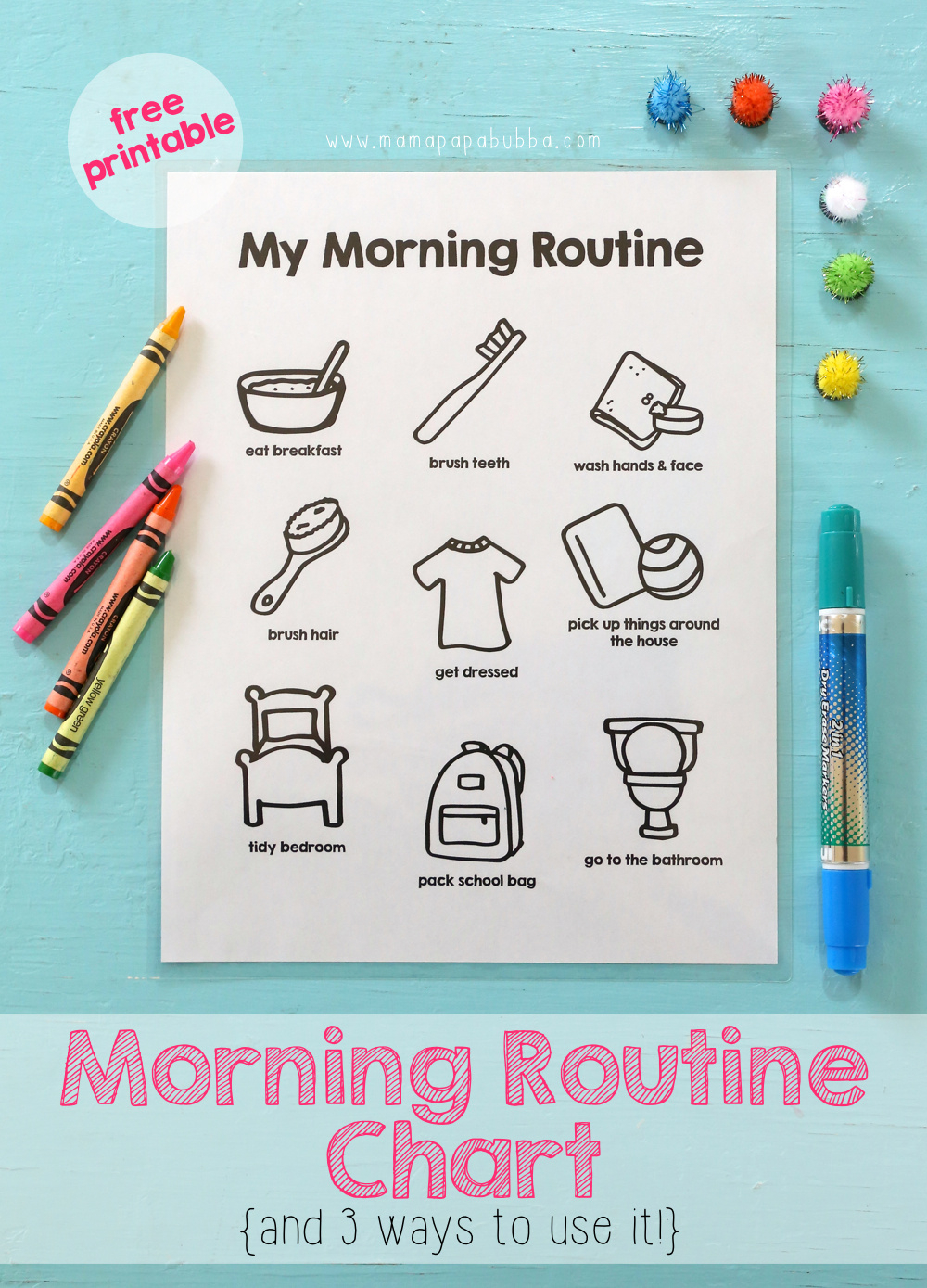 Printable Morning Routine Chart - Mama.papa.bubba. within Free Morning Routine Printable