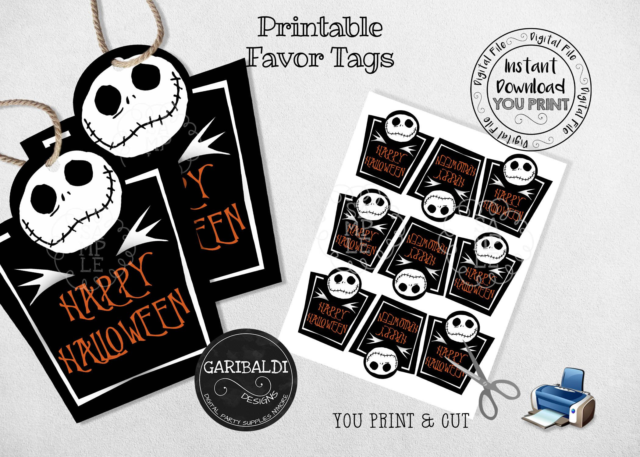 Printable Nightmare Before Christmas Favor Tags, Nightmare Before in Free Printable Nightmare Before Christmas Gift Tags