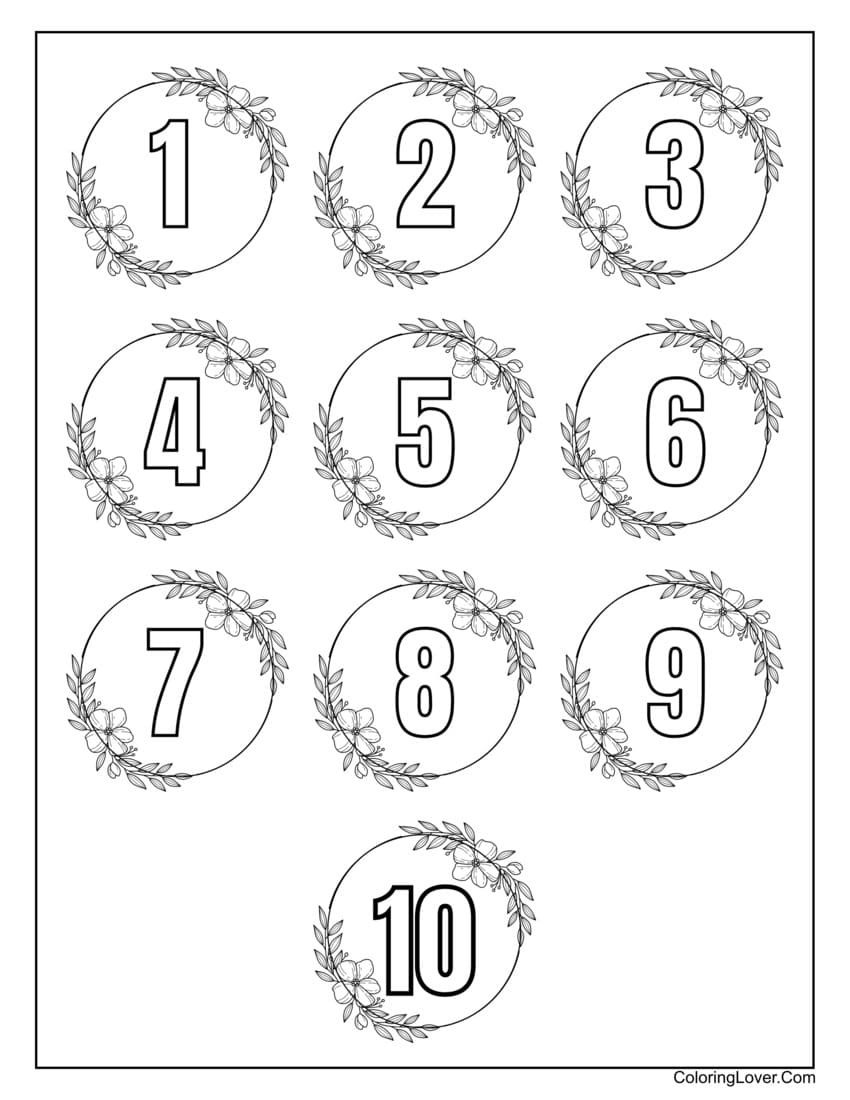 Printable Number Coloring Pages (Preschool And Kindergarten) inside Free Printable Coloring Numbers 1 10