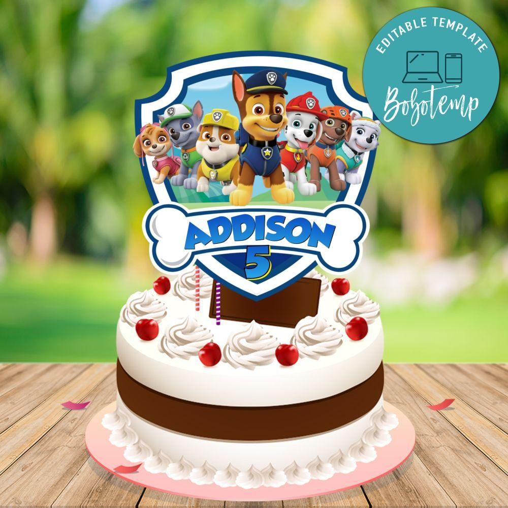 Printable Paw Patrol Birthday Cake Topper Template Diy | Bobotemp regarding Printable Paw Patrol Cake Topper