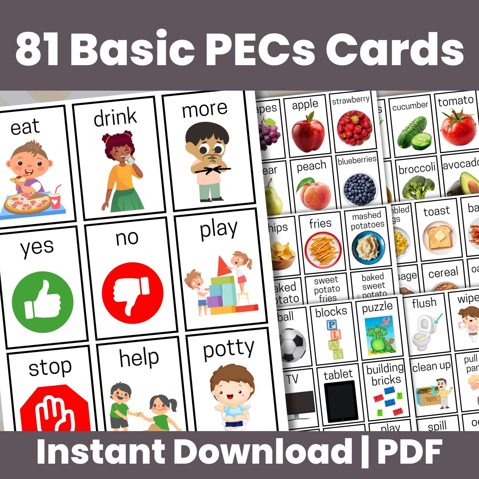 Printable Pecs Communication Cards, Autism Communication for Free Printable Pecs Cards For Autism