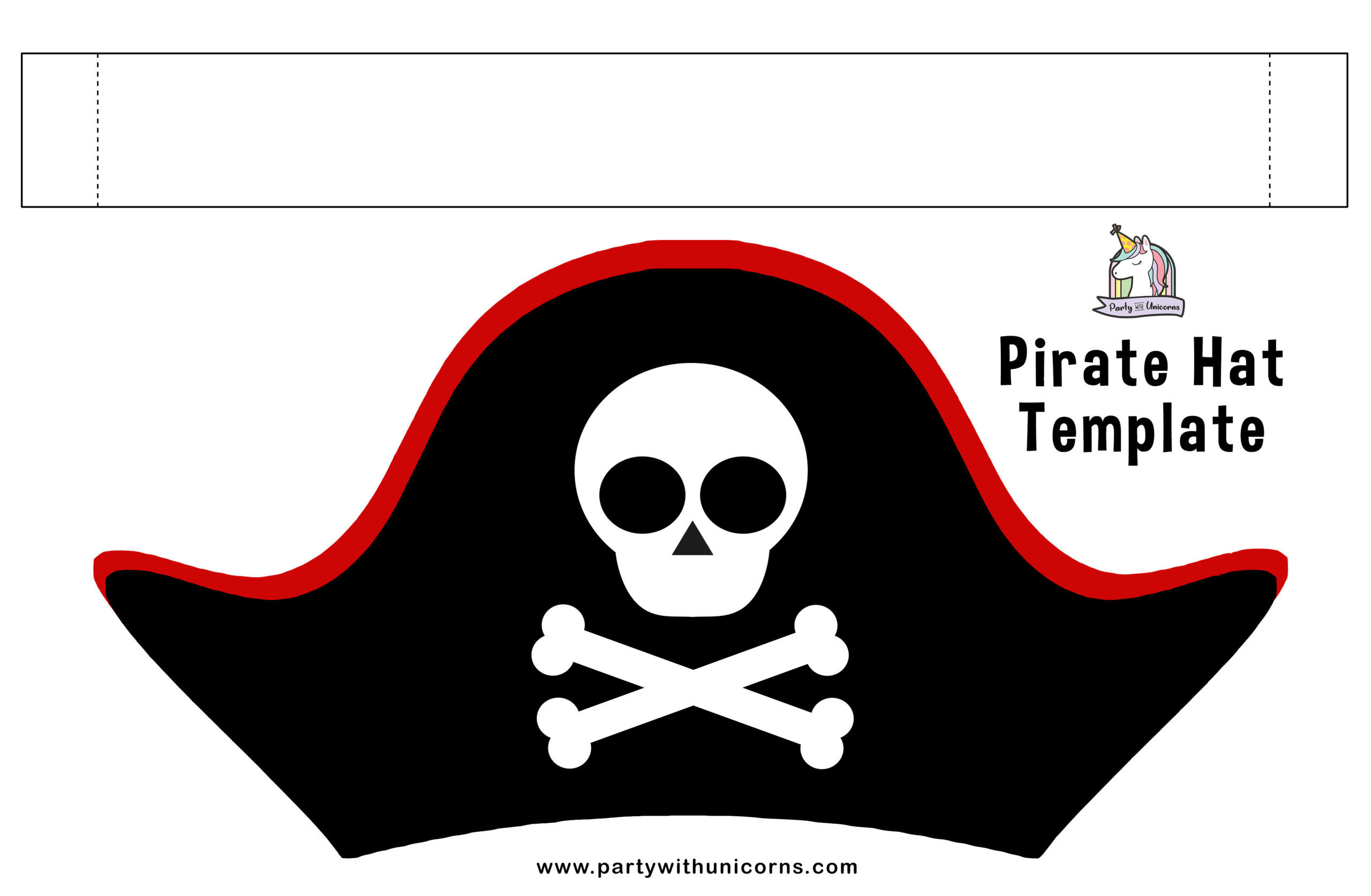 Printable Pirate Hat Template For Kids - Party With Unicorns throughout Printable Cut Out Pirate Hat Template