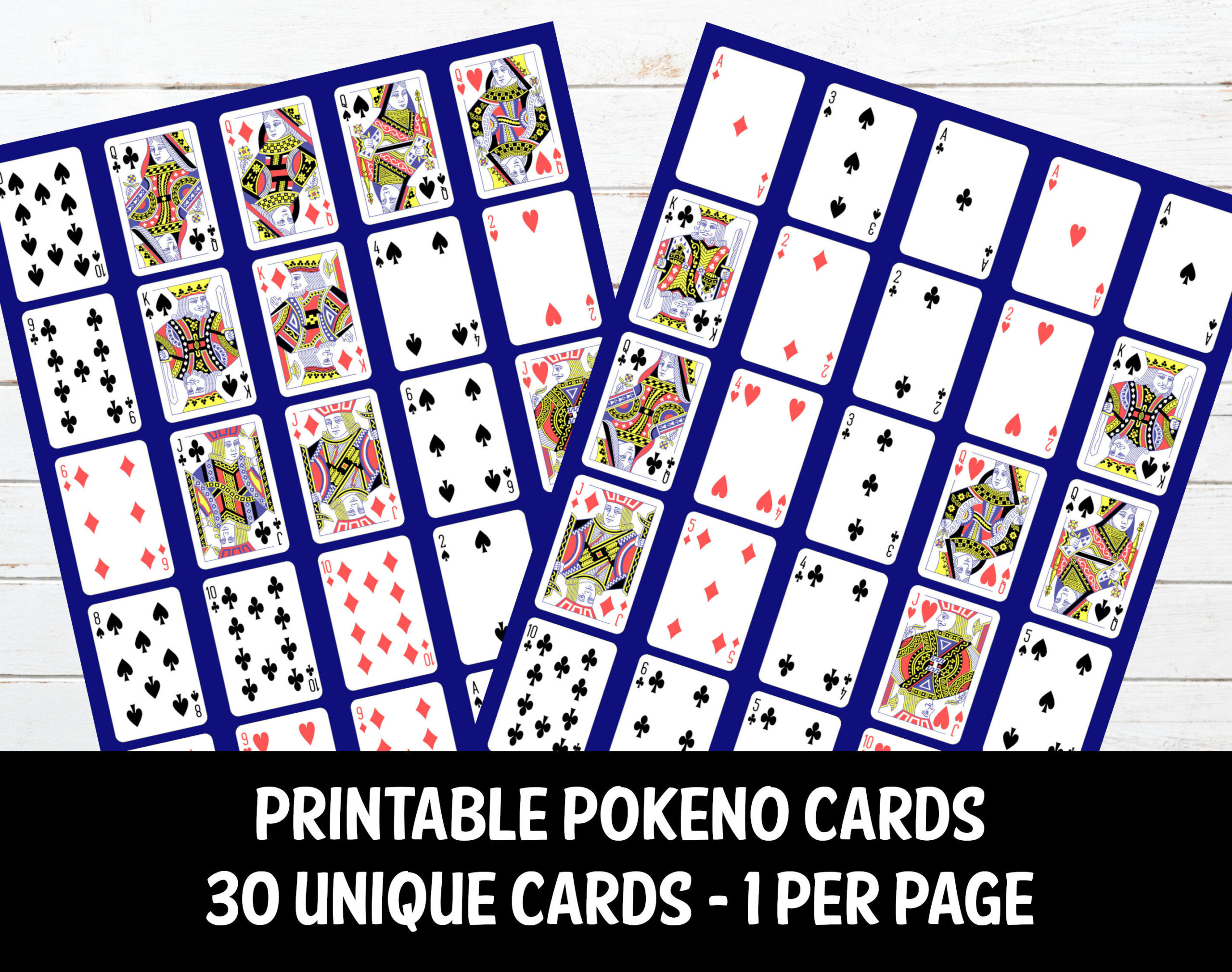 Printable Pokeno Cards, 30 Unique Printable Cards, 1 Card Per Page with Free Printable Pokeno Cards