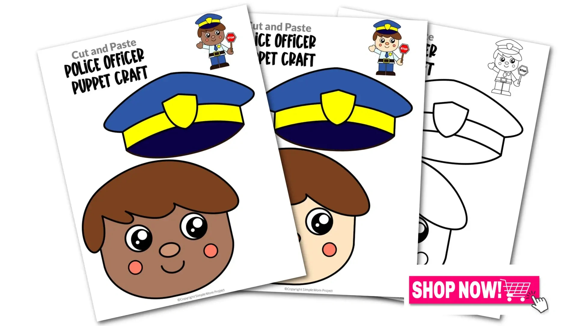 Printable Police Officer Paper Bag Puppet Template – Simple Mom with Printable Police Officer Puppet Template