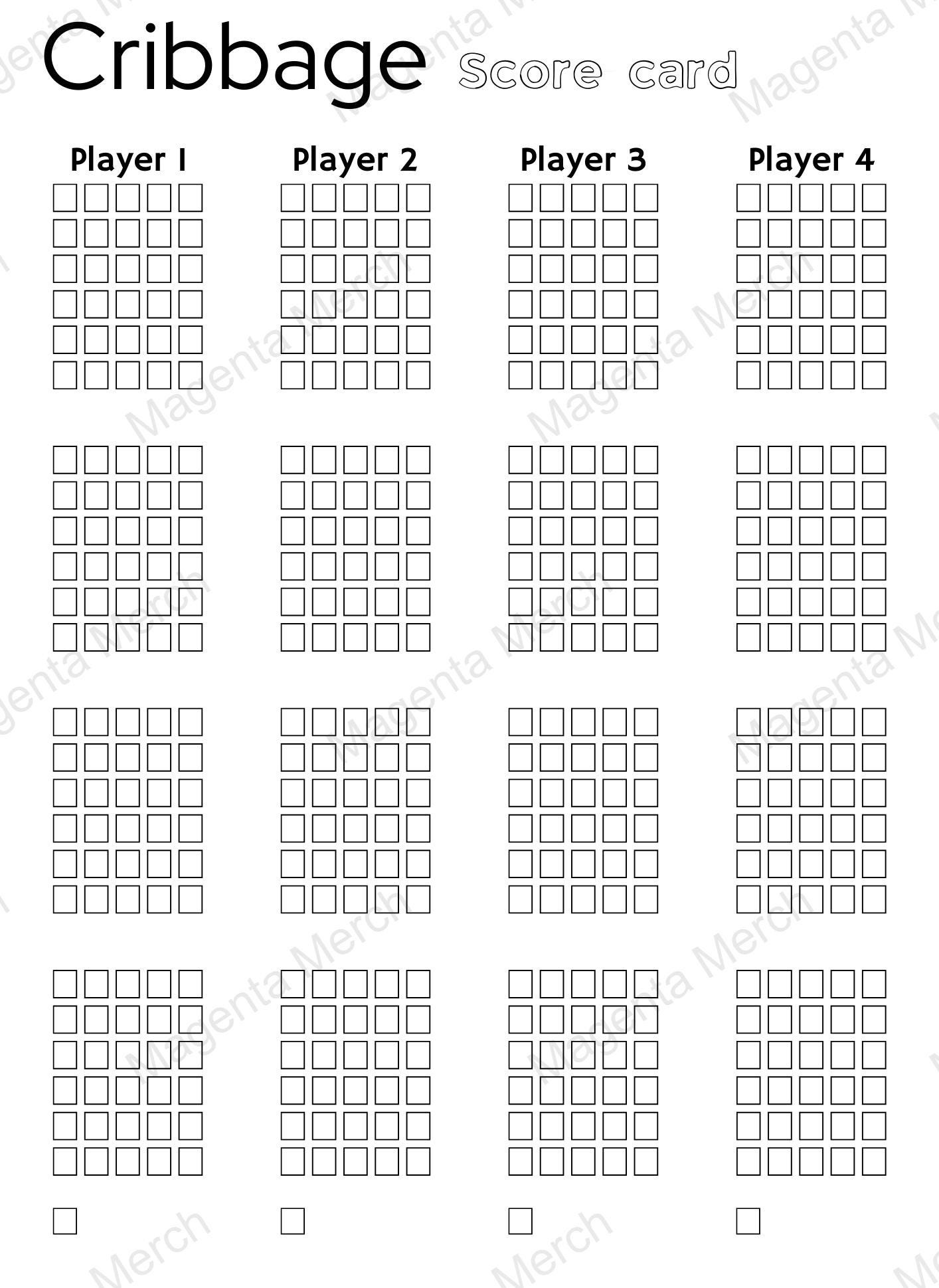 Printable Replacement Score Card Compatible With Cribbage A4 And pertaining to Printable Cribbage Scoring Chart