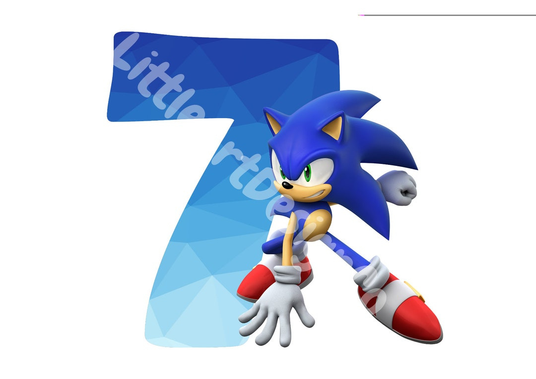 Printable Sonic The Hedgehog 7. Geburtstag | Cake Topper | Digitaler Download | Druckfertig Und Handgeschnittene | Sofortiger Download | Sonic Motiv - regarding Printable Sonic Cake Topper