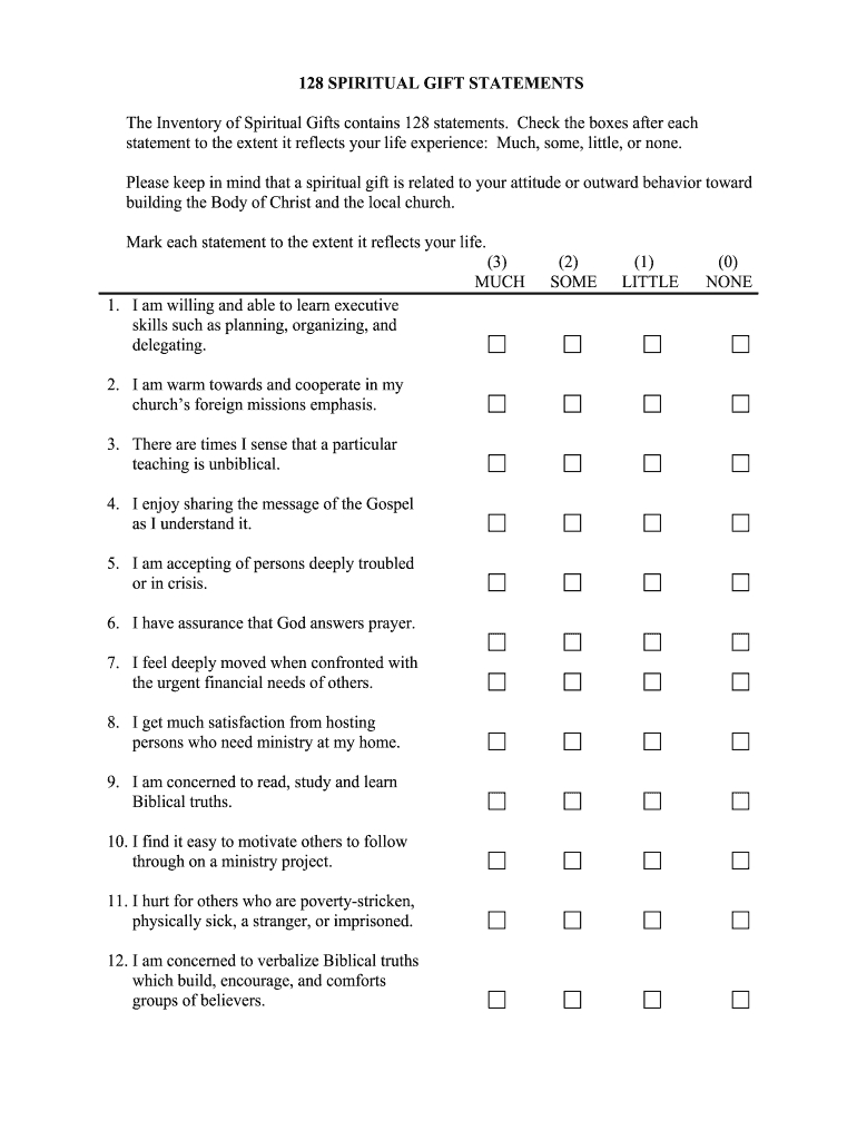 Printable Spiritual Gifts Test - Fill Online, Printable, Fillable throughout Spiritual Gift Test Free Printable