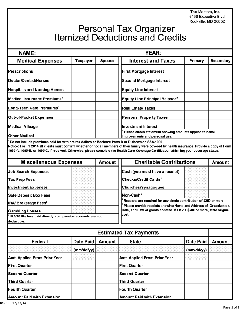 Printable Tax Deduction Worksheet - Fill Online, Printable with regard to Printable Self Employed Tax Deductions Worksheet