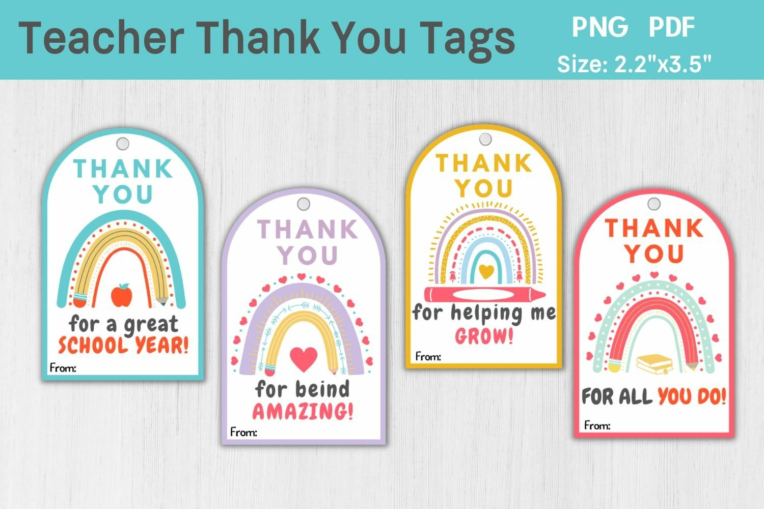 Printable Teacher Thank You Tags, Teacher Appreciation Gift pertaining to Free Printable Thank You Tags For Teachers