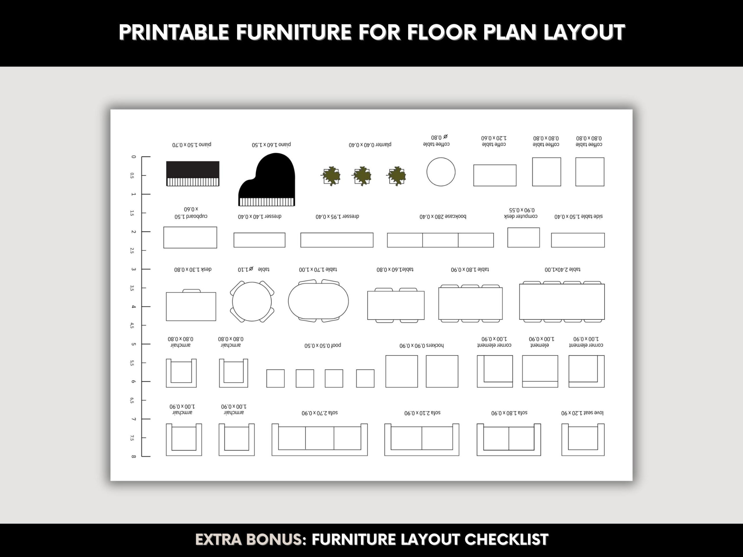 Printable Template Scale Furniture A4 Coloring Page Scale in 1 4 Inch Scale Furniture Templates Printable Free