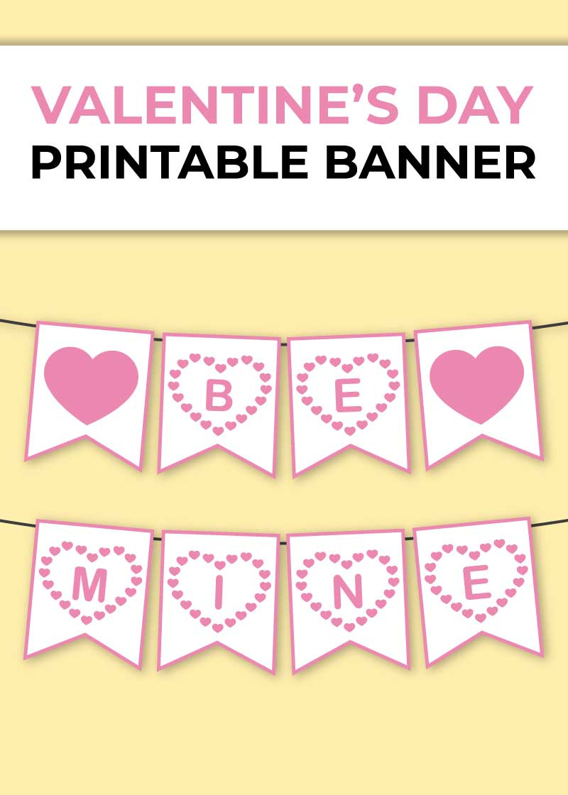 Printable Valentine&amp;#039;S Day Banner - Chevron Lemon for Free Printable Valentines Banner