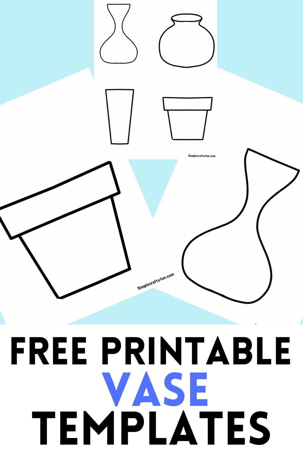 Printable Vase Templates For Crafts 4 Shapes - regarding Printable Paper Vase Template