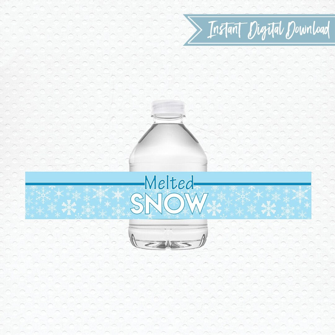 Printable Winter Melted Snow 8 Oz Water Bottle Label - Etsy regarding Melted Snowman Water Bottle Labels Free Printable